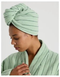 Vue Vue Pinstripe Hair Wrap in Forest
