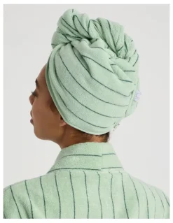 Vue Vue Pinstripe Hair Wrap in Forest