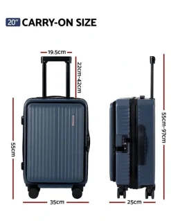 Wanderlite Carry On Front Pocket Luggage Suitcase in Navy
