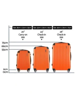 Wanderlite Carry On TSA Lock Hard Case Lightweight Luggage Trolley Set Suitcase in Orange