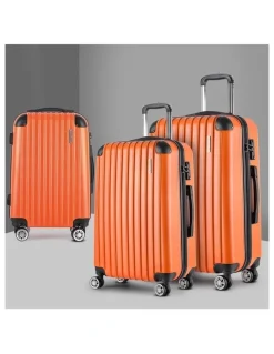 Wanderlite Carry On TSA Lock Hard Case Lightweight Luggage Trolley Set Suitcase in Orange