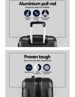 Wanderlite Hard Case Lightweight Strap 20 Luggage Trolley Travel Suitcase Set 55cm