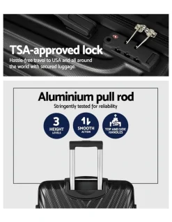 Wanderlite Luggage Trolley Set 3 Pieces in Black