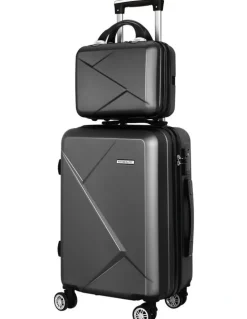 Wanderlite Storage Carry on TSA Lock 12 20 Luggage Set 2 Piece in Black