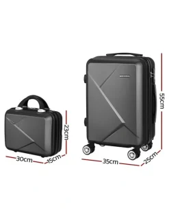 Wanderlite Storage Carry on TSA Lock 12 20 Luggage Set 2 Piece in Black