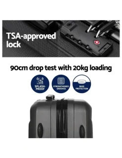 Wanderlite Storage Carry on TSA Lock 12 20 Luggage Set 2 Piece in Black