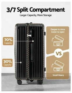 Wanderlite Trunk Luggage Suitcase in Black