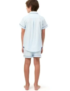 Wanderluxe Sleepwear Daydreamer Boxer Set in Baby Blue