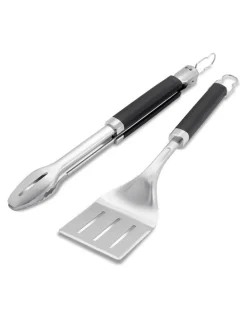 Weber Precision Grill Tongs & Spatula Set in Silver