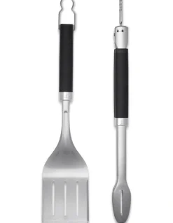 Weber Precision Grill Tongs & Spatula Set in Silver