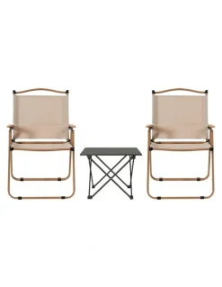 Weisshorn Camping Table Chair Set 3 Piece in Beige
