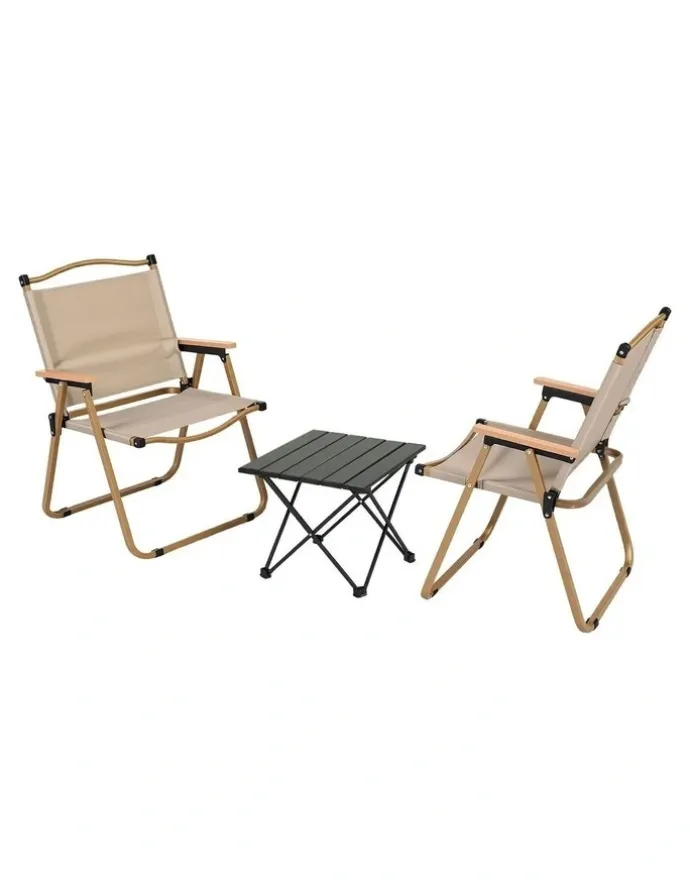 Weisshorn Camping Table Chair Set 3 Piece in Beige