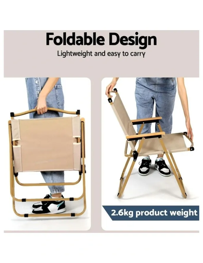 Weisshorn Camping Table Chair Set 3 Piece in Beige