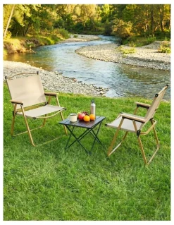 Weisshorn Camping Table Chair Set 3 Piece in Beige