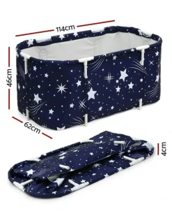 Weisshorn Foldable Bathtub Pvc Spa Bucket Inflatable Cushion 114x62cm in Star Navy