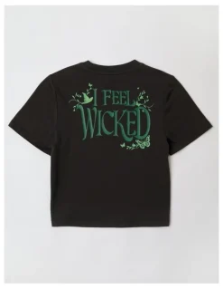 Wicked Wicked Fitted Diamante T/Shirt in Charcoal