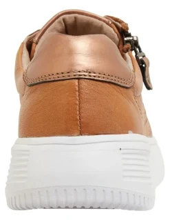 Wide Steps Novella Glove Sneakers in Tan/Bronze