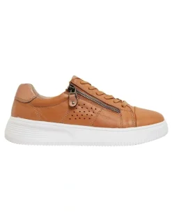Wide Steps Novella Glove Sneakers in Tan/Bronze