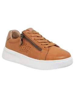 Wide Steps Novella Glove Sneakers in Tan/Bronze