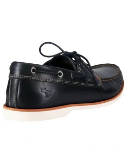 Wild Rhino Byron Leather Boat Shoe in Navy
