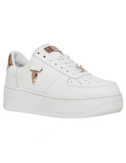 Windsor Smith Leather Flatform Sneaker in Rich White/Rose Gold