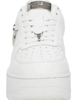 Windsor Smith Rich Leather Flatform Sneaker in White/Silver
