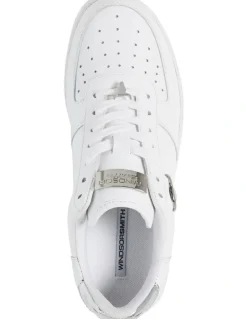 Windsor Smith Rich Leather Flatform Sneaker in White/Silver