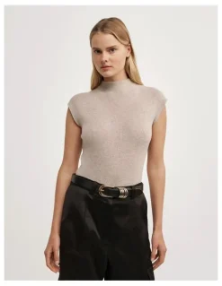 Witchery High Neck Knit T-shirt in Sienna Marle