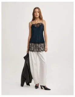 Witchery Lace High Hem Camisole in Navy
