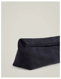 Witchery Scarlett Leather Clutch in Navy