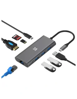 XtremeMac XtremeMac Type-C Hub with 8 Ports in Grey