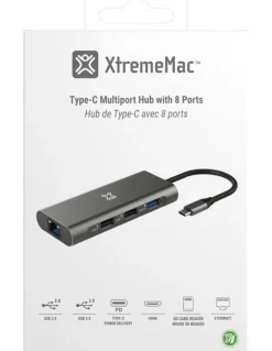 XtremeMac XtremeMac Type-C Hub with 8 Ports in Grey