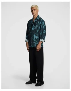 yd. Massimo Floral Print Shirt in Dark Green