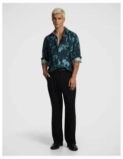 yd. Massimo Floral Print Shirt in Dark Green