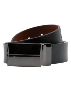 yd. Mirror Plate Reversible Belt in Black/Tan