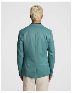yd. Piers Knitted Slim Fit Blazer in Teal