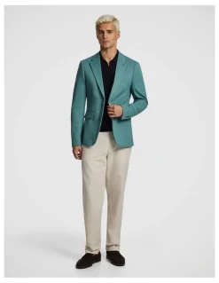 yd. Piers Knitted Slim Fit Blazer in Teal