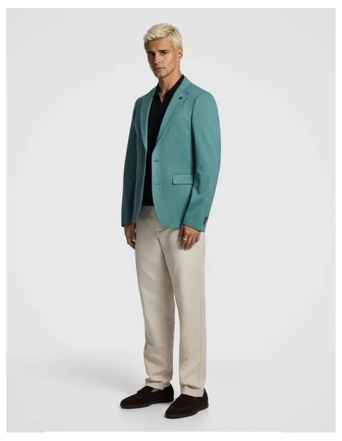 yd. Piers Knitted Slim Fit Blazer in Teal