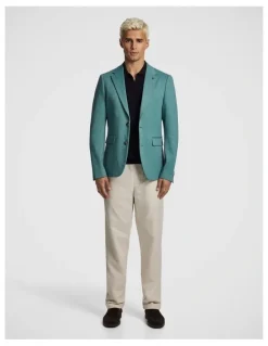 yd. Piers Knitted Slim Fit Blazer in Teal