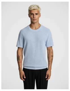 yd. Striker Cotton Knitted Tee in Light Blue
