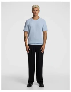 yd. Striker Cotton Knitted Tee in Light Blue