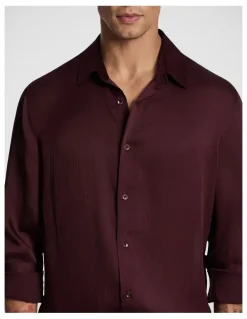 yd. Zeus Textured Shirt in Burgundy